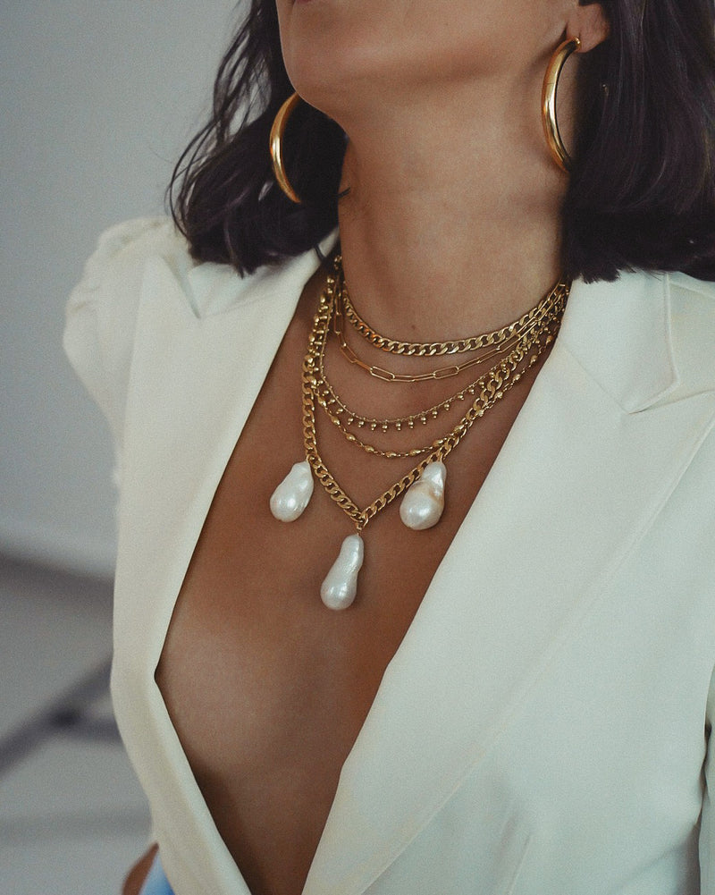 baroque pearl trio necklace