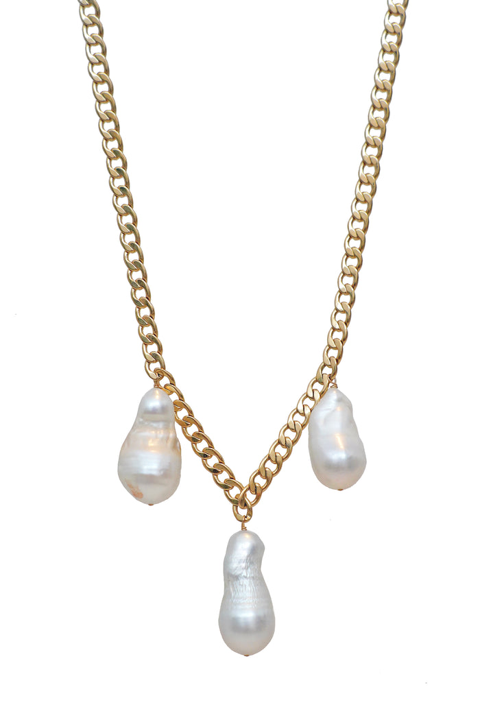 baroque pearl trio necklace