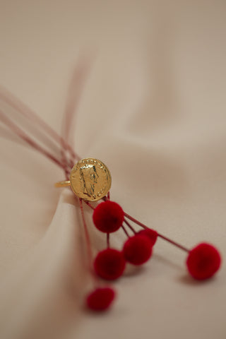 gold beaded ring - thick